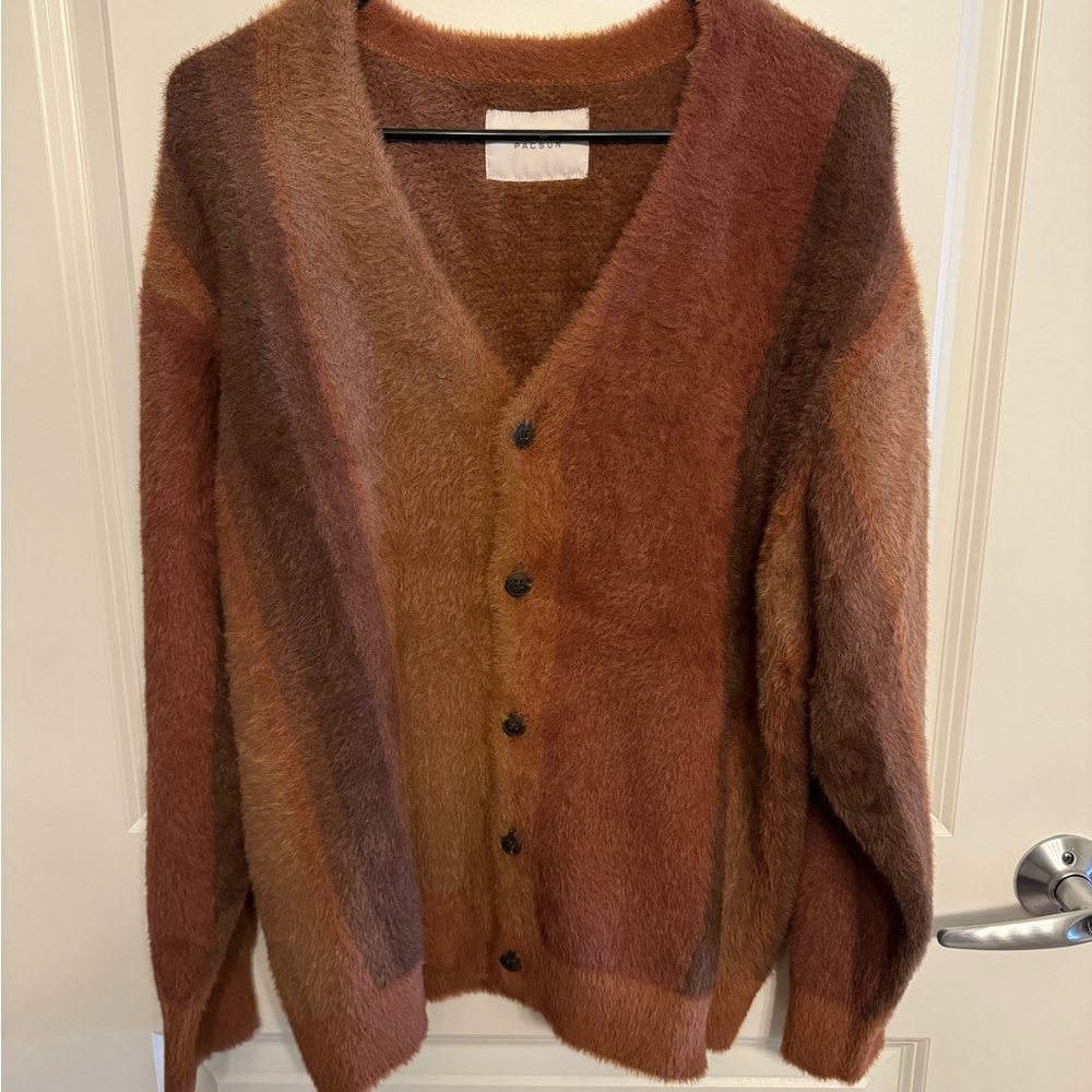 PacSun Fuzzy Brown and Tan Cardigan